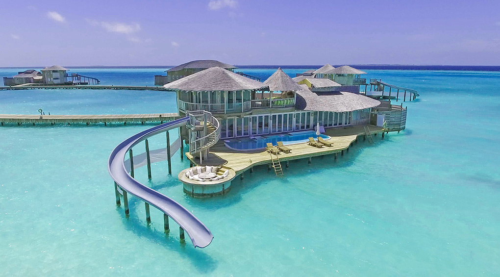 The Maldives, Soneva Jani, water slide, luxury retreat